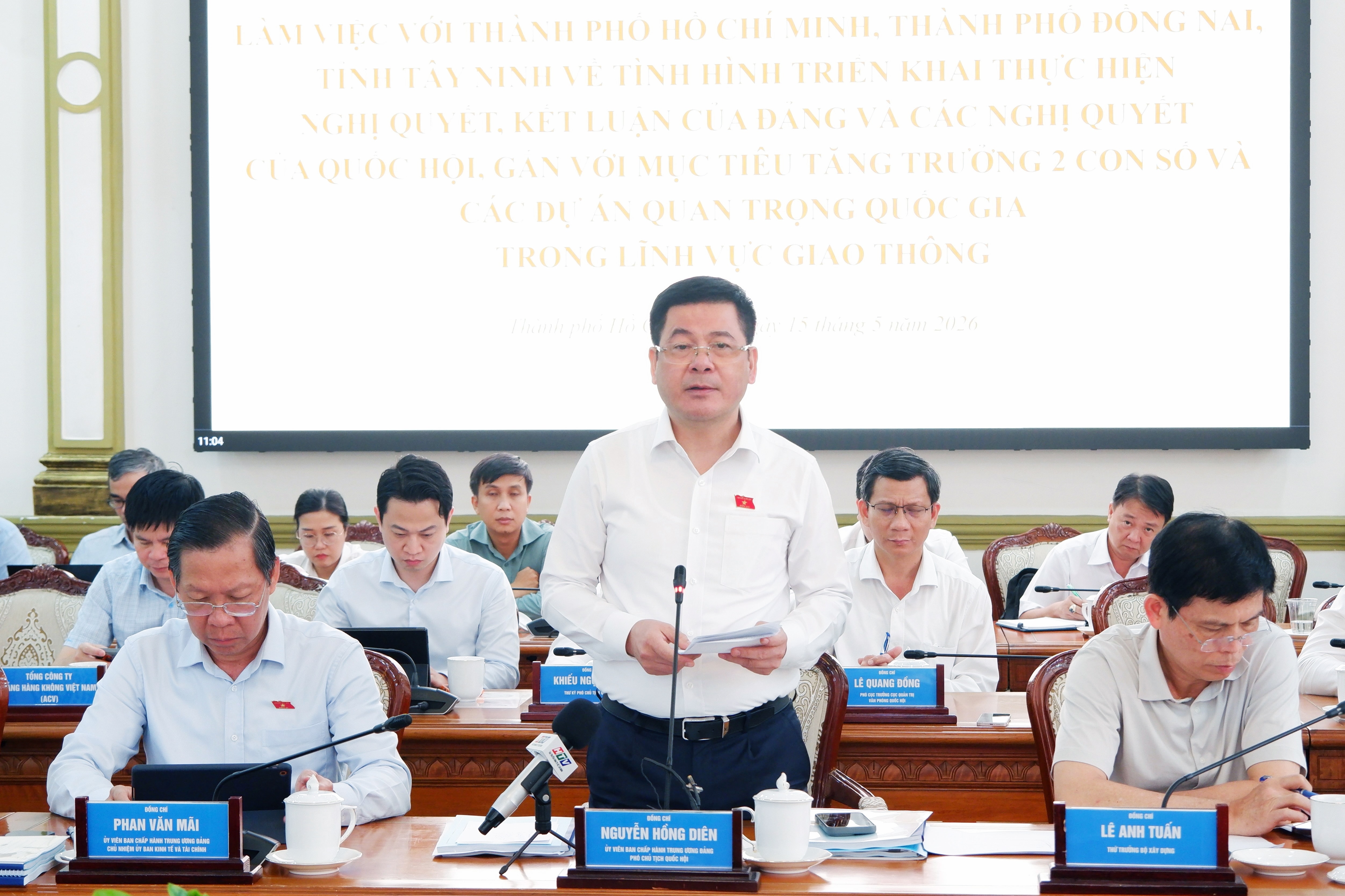 Phó Chủ tịch Quốc hội Nguyễn Hồng Diên làm việc với các địa phương phía Nam