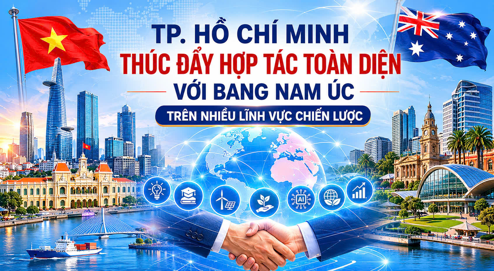 Infographic | TP. Hồ Chí Minh thúc đẩy hợp tác toàn diện với bang Nam Úc trên nhiều lĩnh vực chiến lược