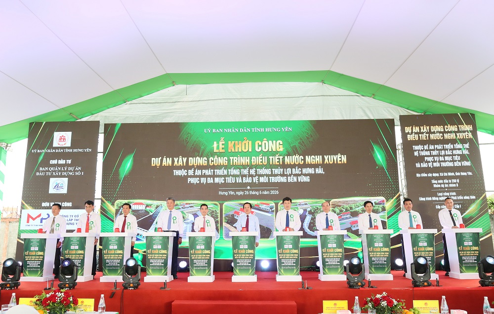 Hưng Yên: Khởi công xây dựng công trình điều tiết nước 250 tỷ đồng