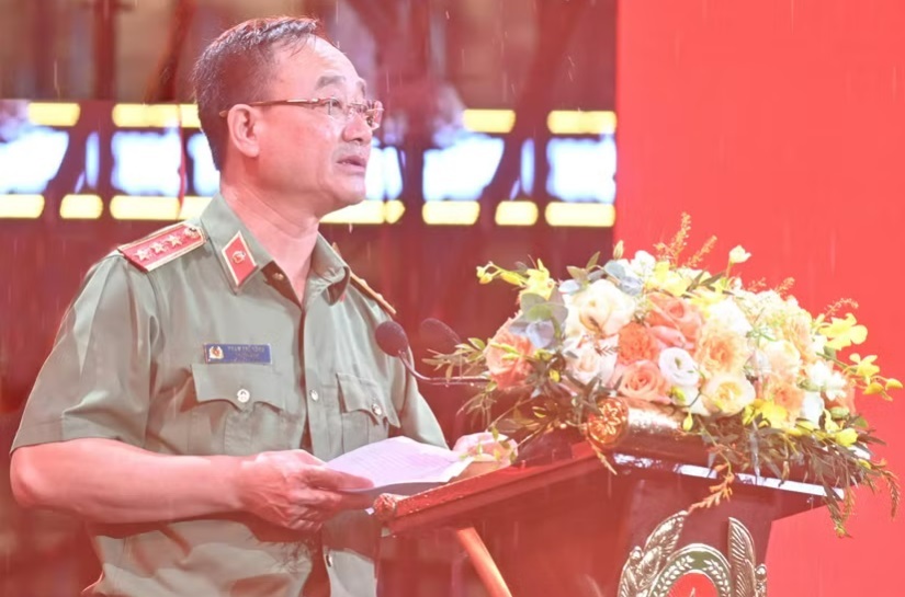 Thượng tướng Phạm Thế Tùng, Thứ trưởng Bộ Công an phát biểu tại lễ khai mạc. Ảnh: Phú Khánh