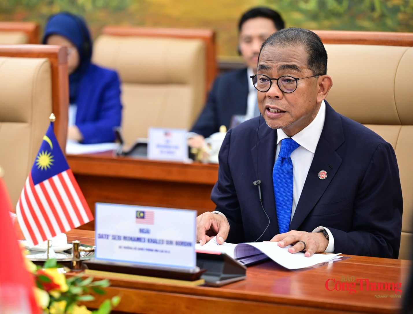 Bộ trưởng Quốc phòng Malaysia Dato' Seri Mohamed Khaled bin Nordin phát biểu tại hội đàm.