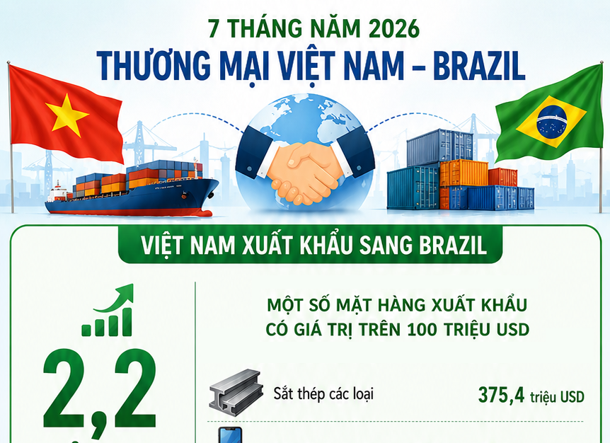Infographic | Kim ngạch thương mại Việt Nam - Brazil đạt 5,5 tỷ USD