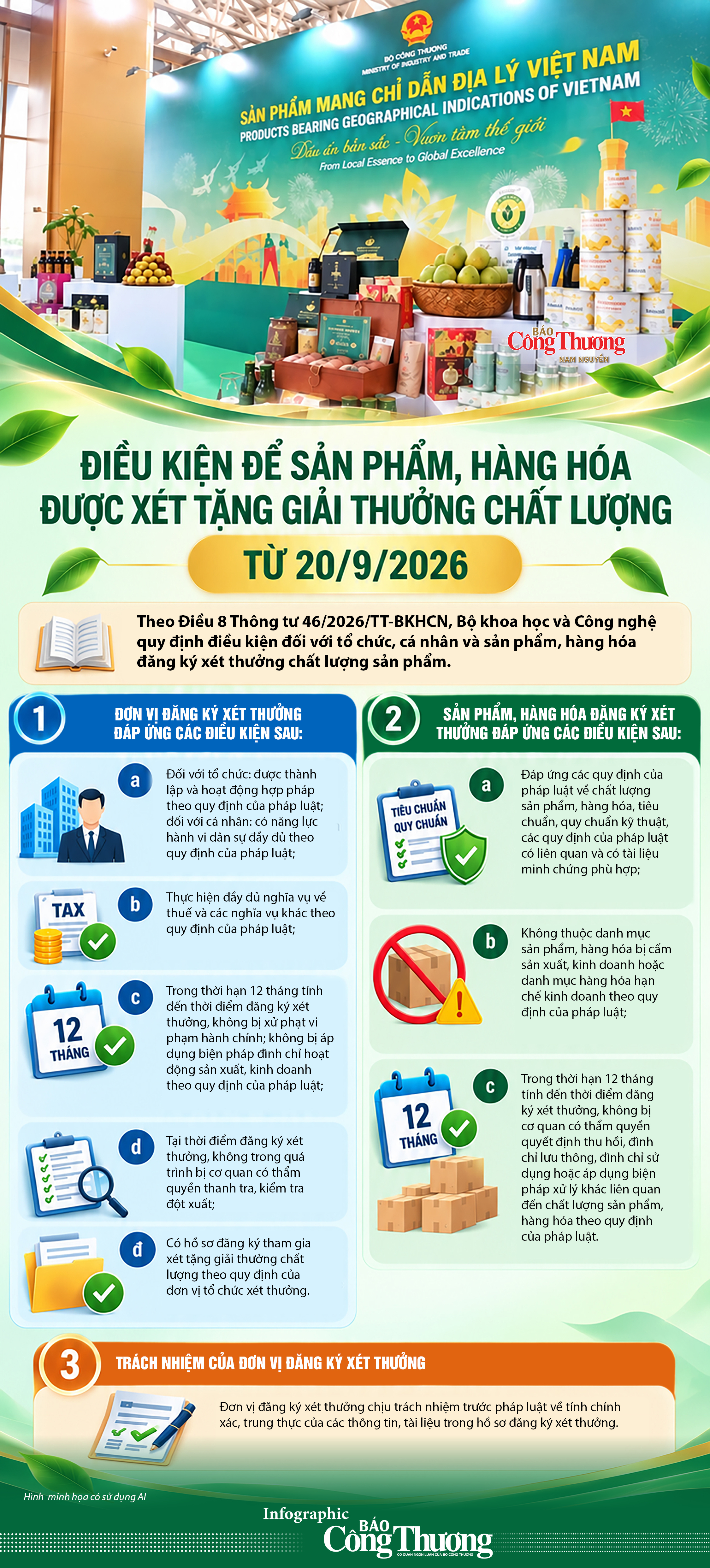Infographic | Điều kiện để sản phẩm, hàng hóa được xét tặng giải thưởng chất lượng - 1