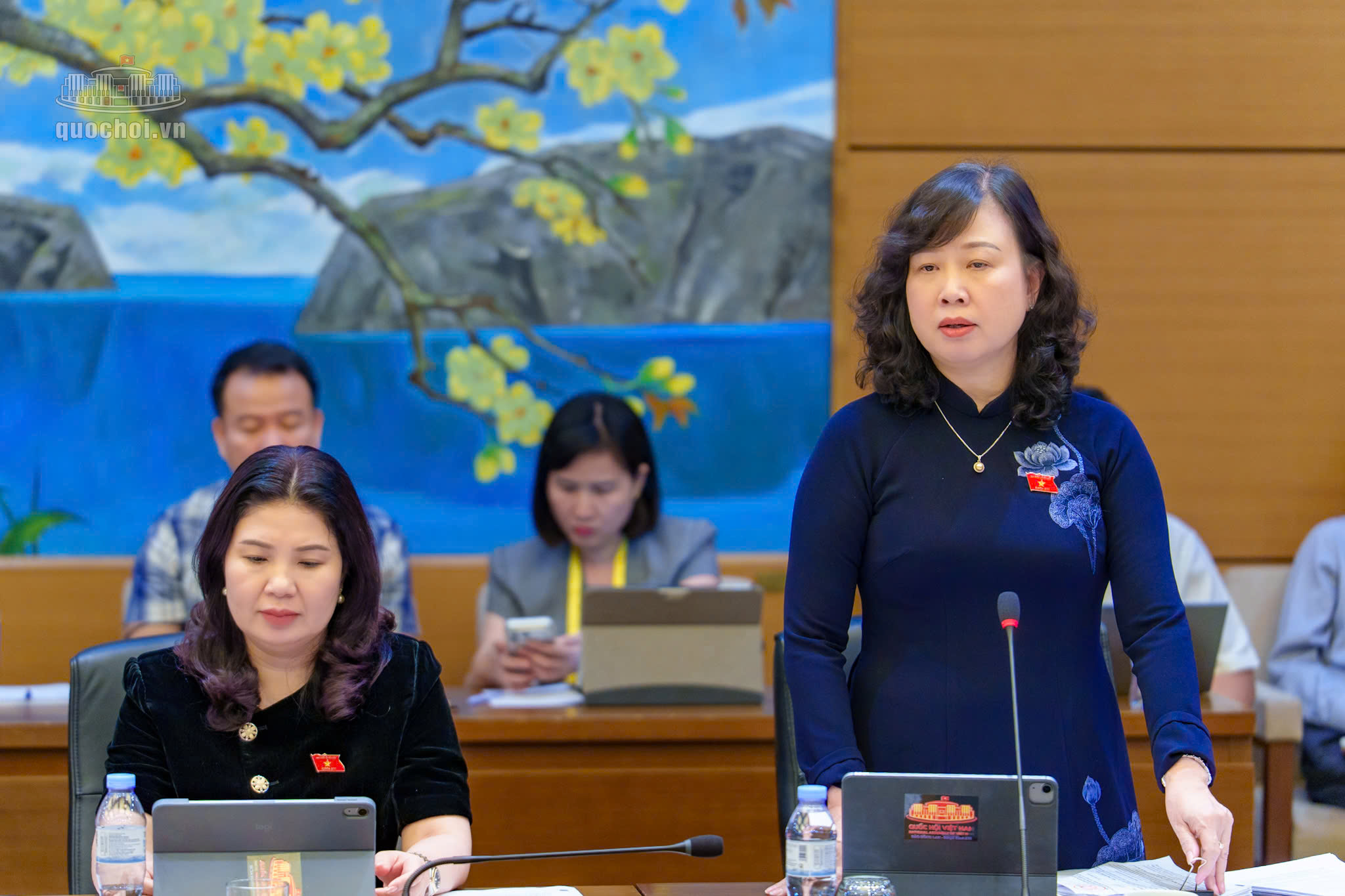 Bộ trưởng Bộ Y tế Đào Hồng Lan phát biểu ý kiến tại thảo luận Tổ.