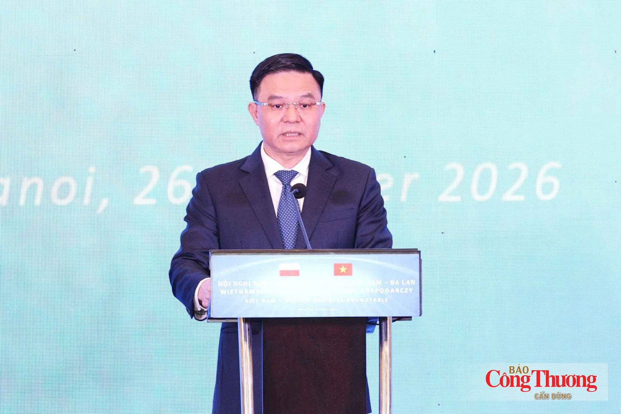 Bộ trưởng Bộ Công Thương Lê Mạnh Hùng phát biểu, nêu 3 định hướng mới nhằm thúc đẩy hợp tác kinh tế, thương mại đầu tư giữa Việt Nam - Ba Lan.