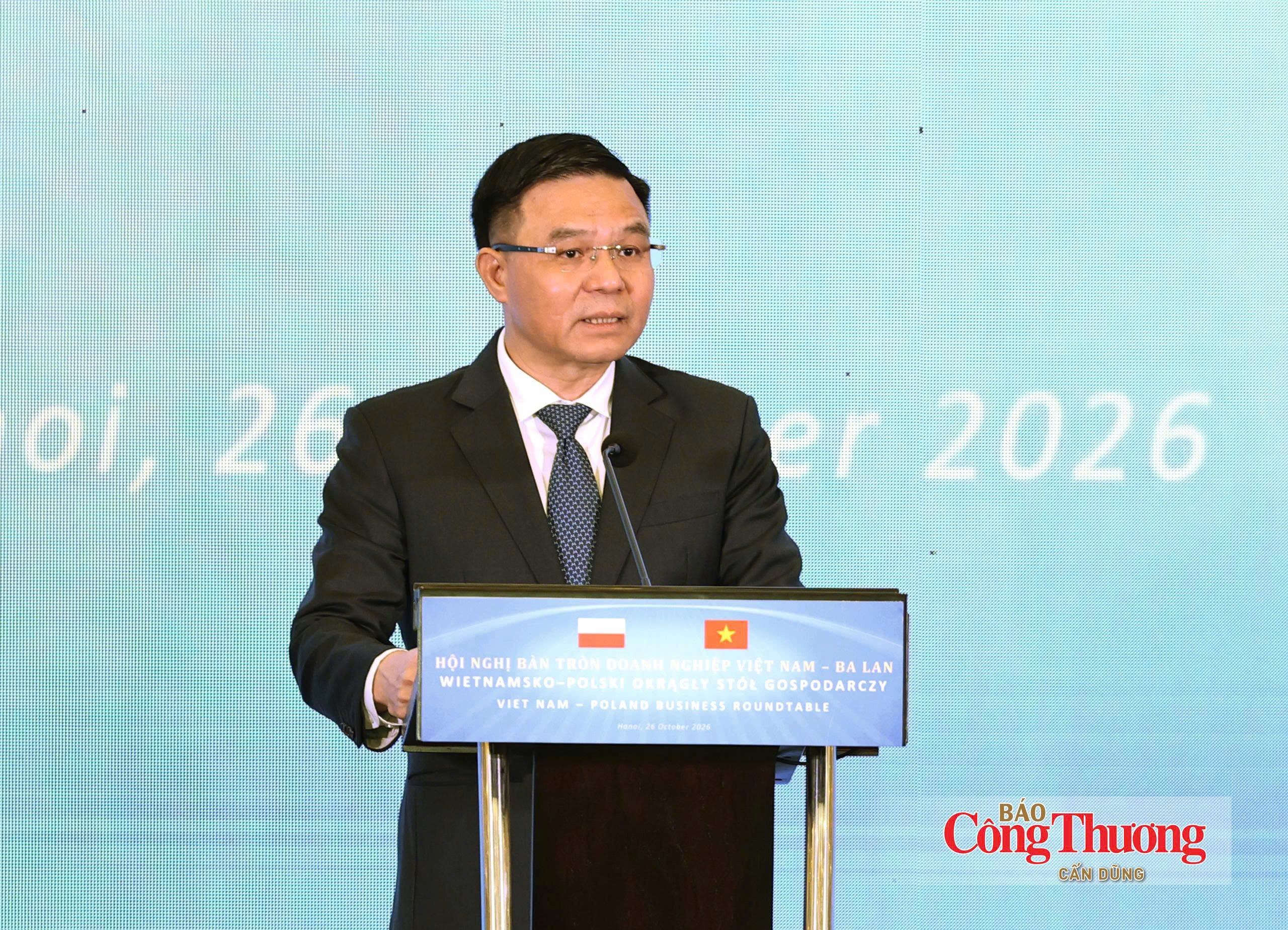 Bộ trưởng Bộ Công Thương Lê Mạnh Hùng phát biểu, nêu 3 định hướng mới nhằm thúc đẩy hợp tác kinh tế, thương mại đầu tư giữa Việt Nam - Ba Lan.